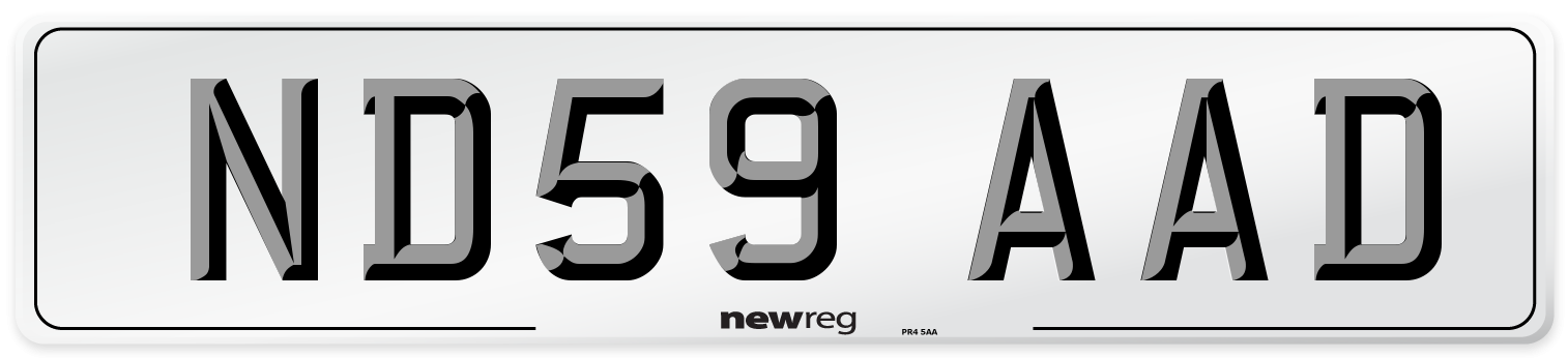 ND59 AAD Number Plate from New Reg